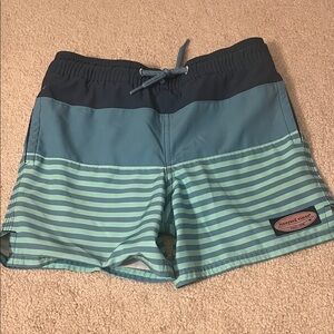 Vineyard Vines Teal and Navy Striped Swim Shorts